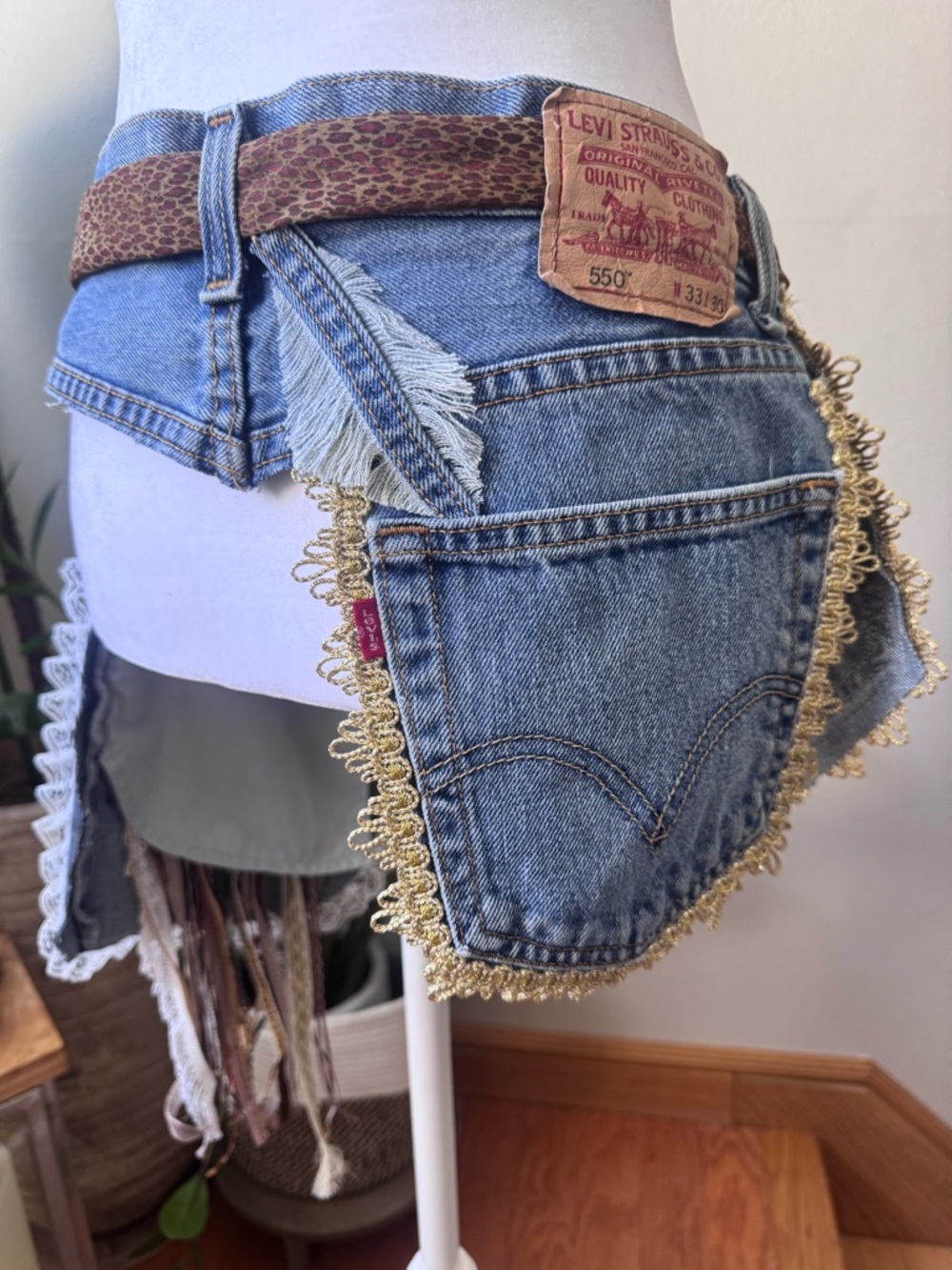 Custom Upcycled Denim Boho Fanny Belt - Picture 5 of 11